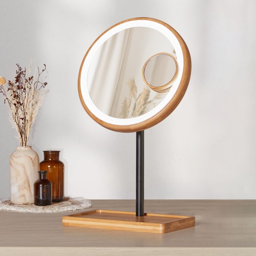 Kosmetické zrcátko Lanaform Bamboo Mirror