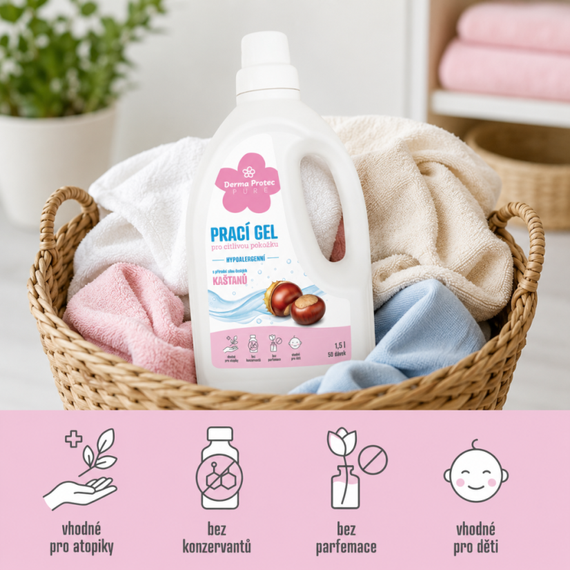 DermaProtec Pure Prací gel pro citlivou pokožku 1,5 l