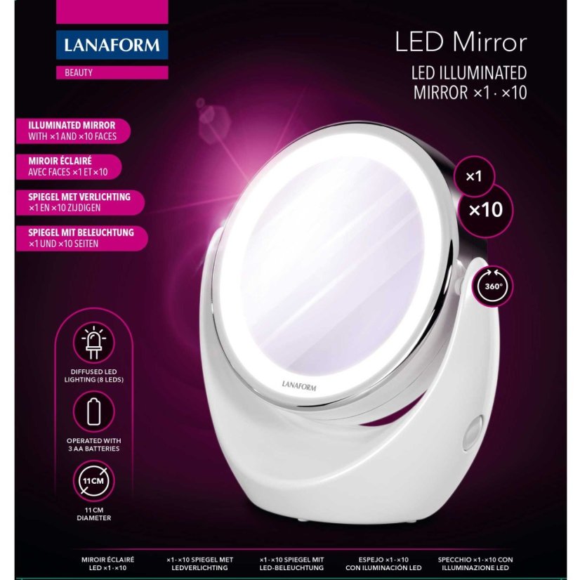 Kosmetické zrcátko Lanaform LED Mirror