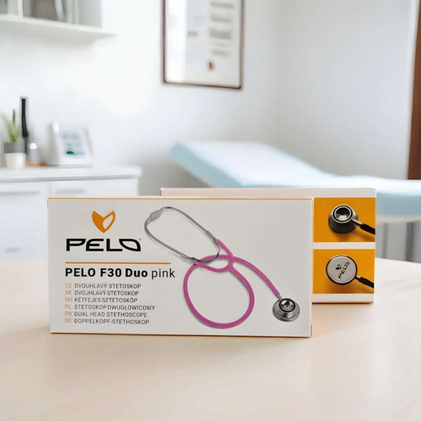 Dvouhlavý stetoskop PELO F30 Duo růžový